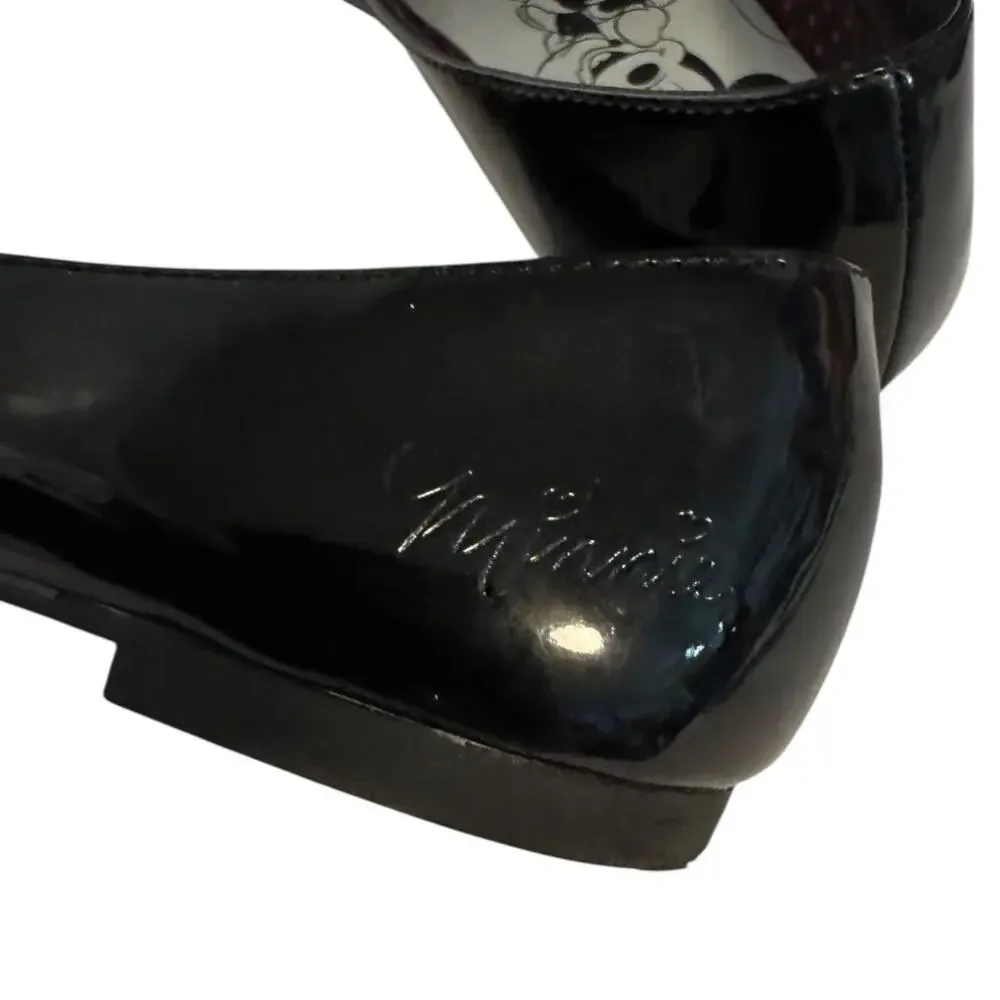 Disney Minnie Mouse Girls Slip-On Shoes Size 13 Black Bow Ballet Flats